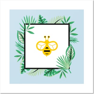 honeybee in plant frame Posters and Art